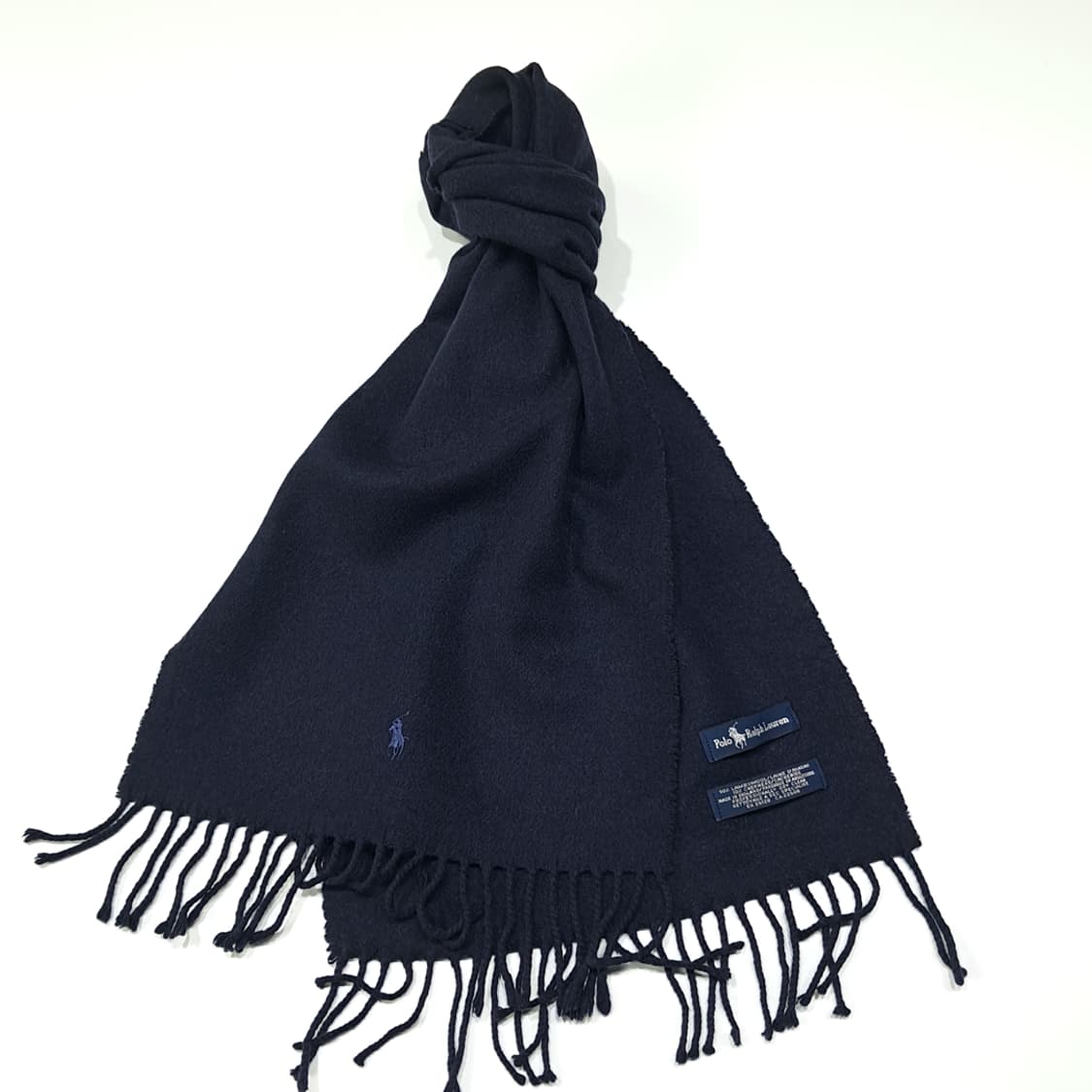 MX621 폴로 90s 영국판 램스울캐시미어 네이비 머플러 목도리 상품이미지2