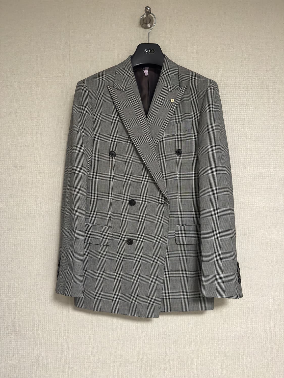 [105] 지이크x반하트 글렌체크 그레이 더블 자켓(PYJAI2504) 상품이미지1