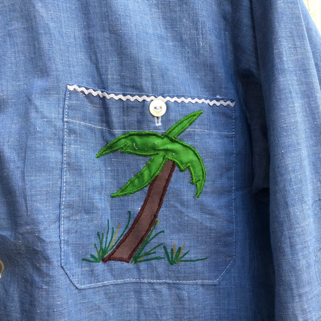 80s Vintage chambray shirt-M 상품이미지3