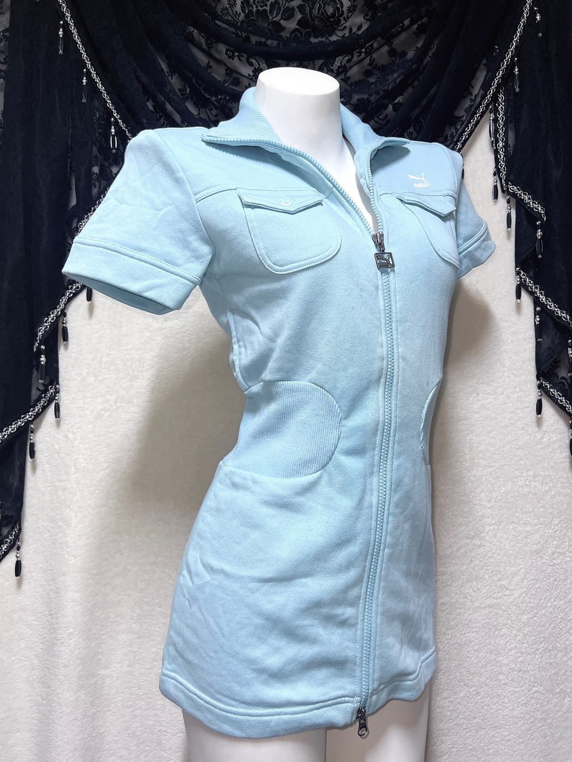 푸마 퓨마 y2k 와투케 갸루 펑크 반팔 카라 집업원피스 스포티 핀터깔 상품이미지3