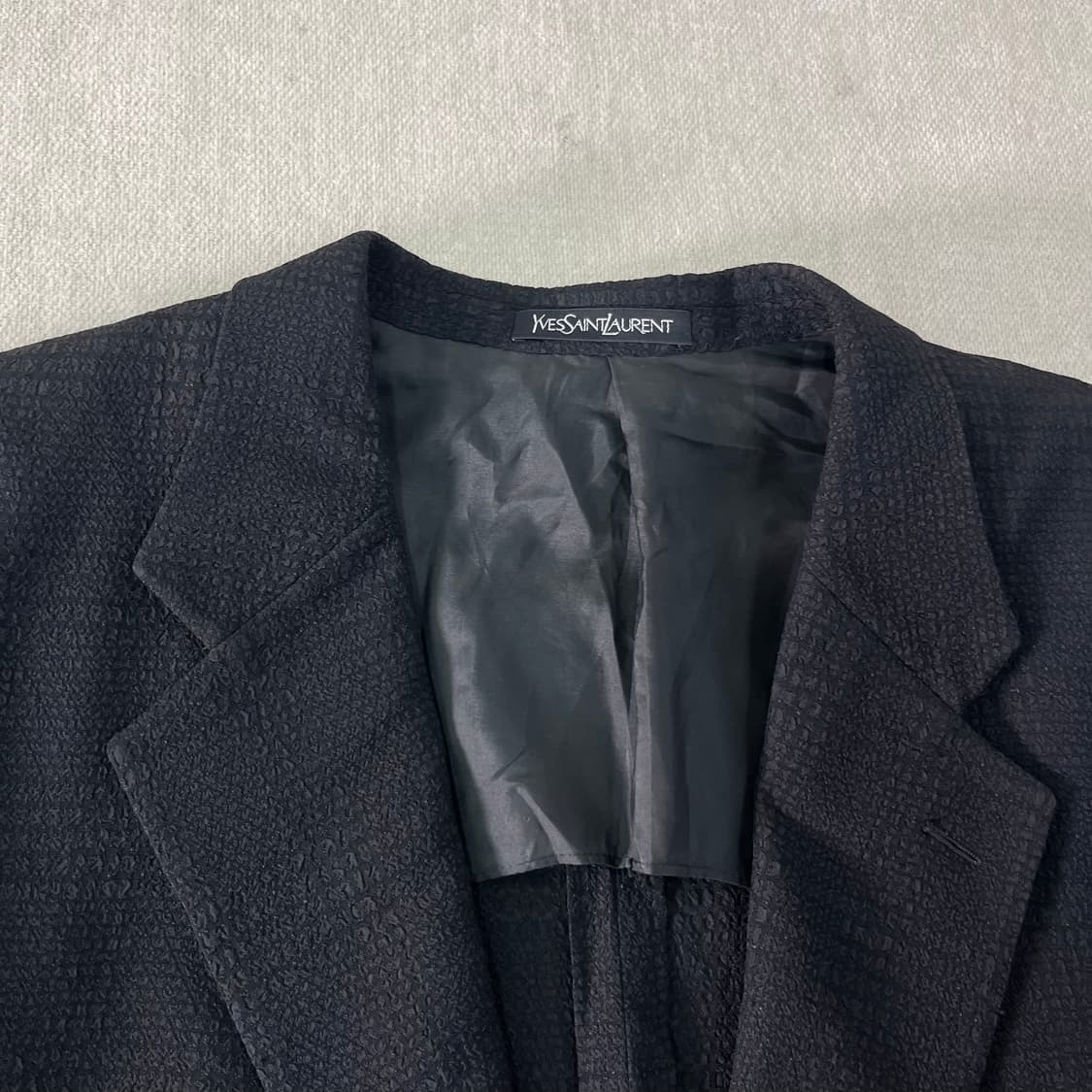 100 입생로랑 90s 시어서커 블랙 투버튼 블레이저 자켓 상품이미지2