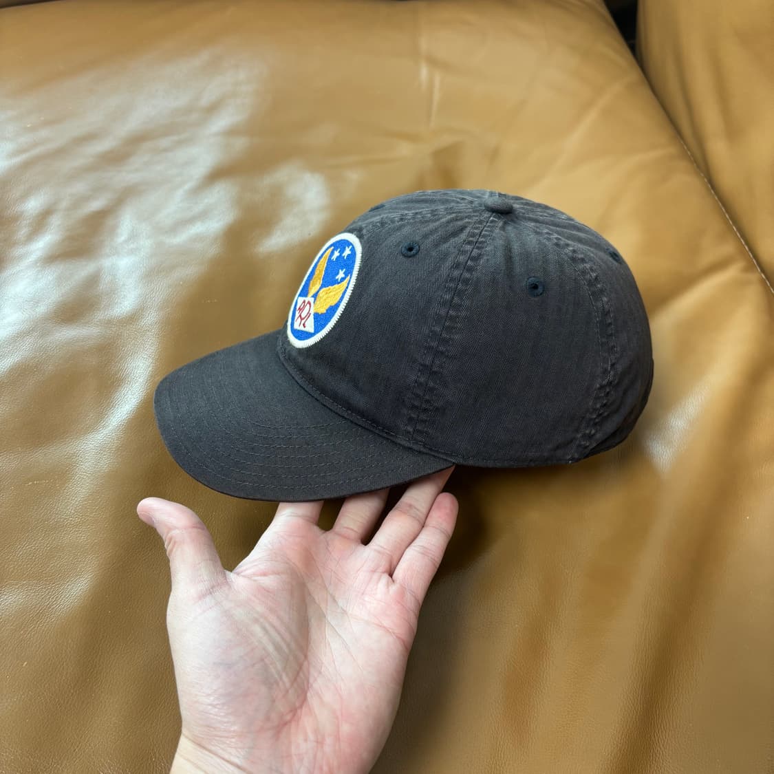 RRL 더블알엘 랄프로렌 폴로 윙로고 6패널 볼캡 모자 워시드 블랙 상품이미지4