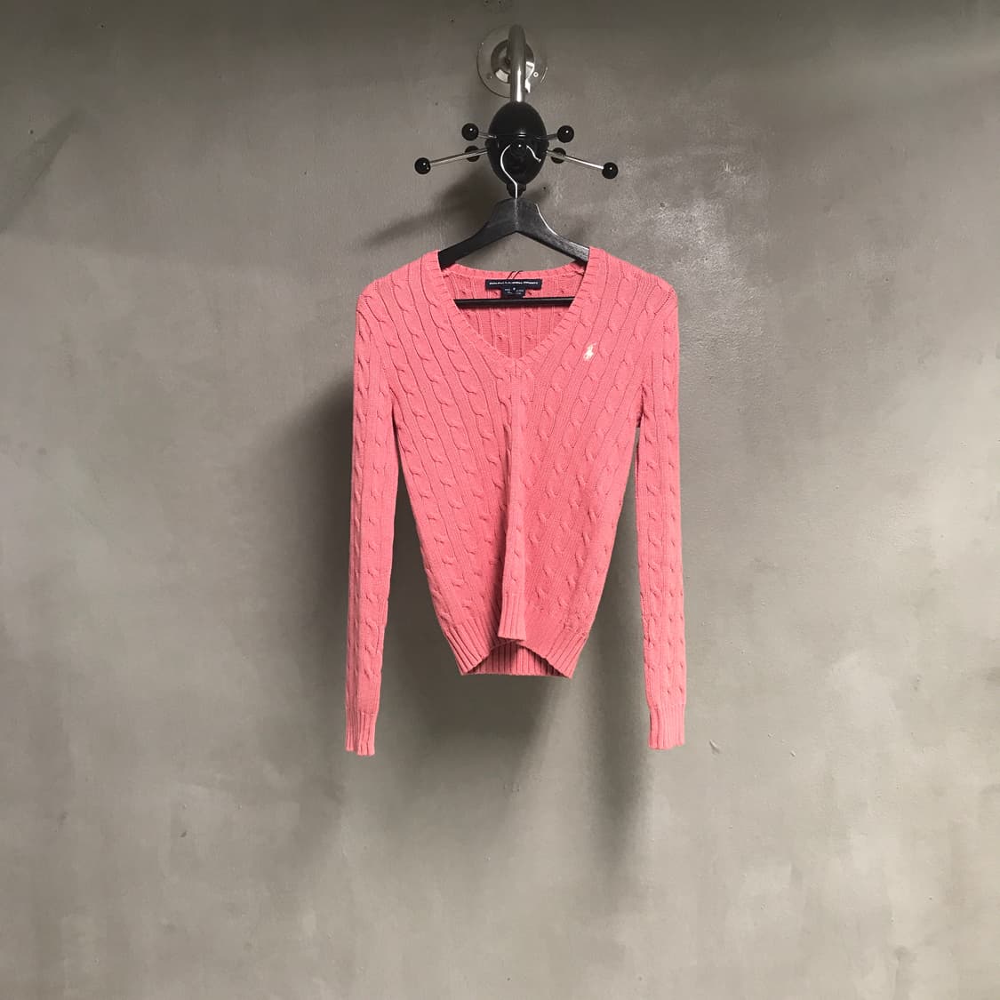폴로 랄프로렌 케이블 브이넥 니트 핑크 S(W) 상품이미지1