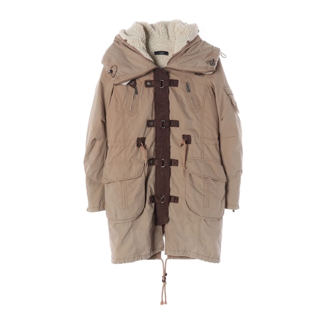 HUM 빈티지 무드 덤블 안감 버클 디테일 후드 야상 상품이미지1