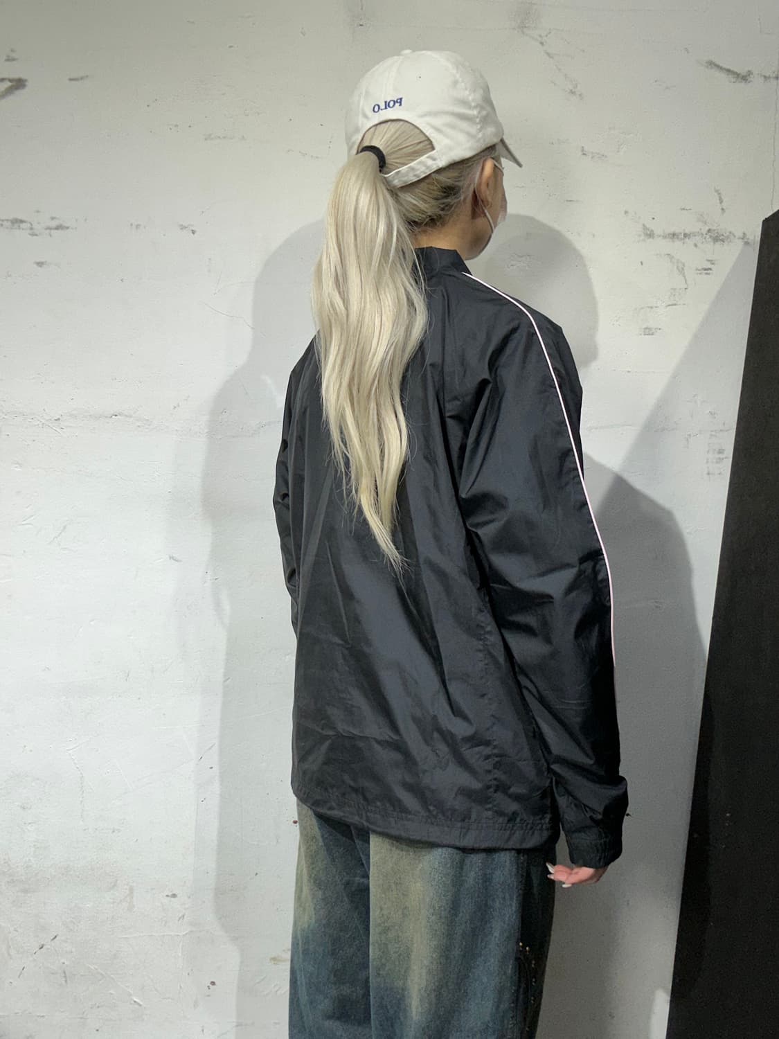 리복 블랙 핑크 포인트 바람막이 올드스쿨 트랙 자켓 L 상품이미지3