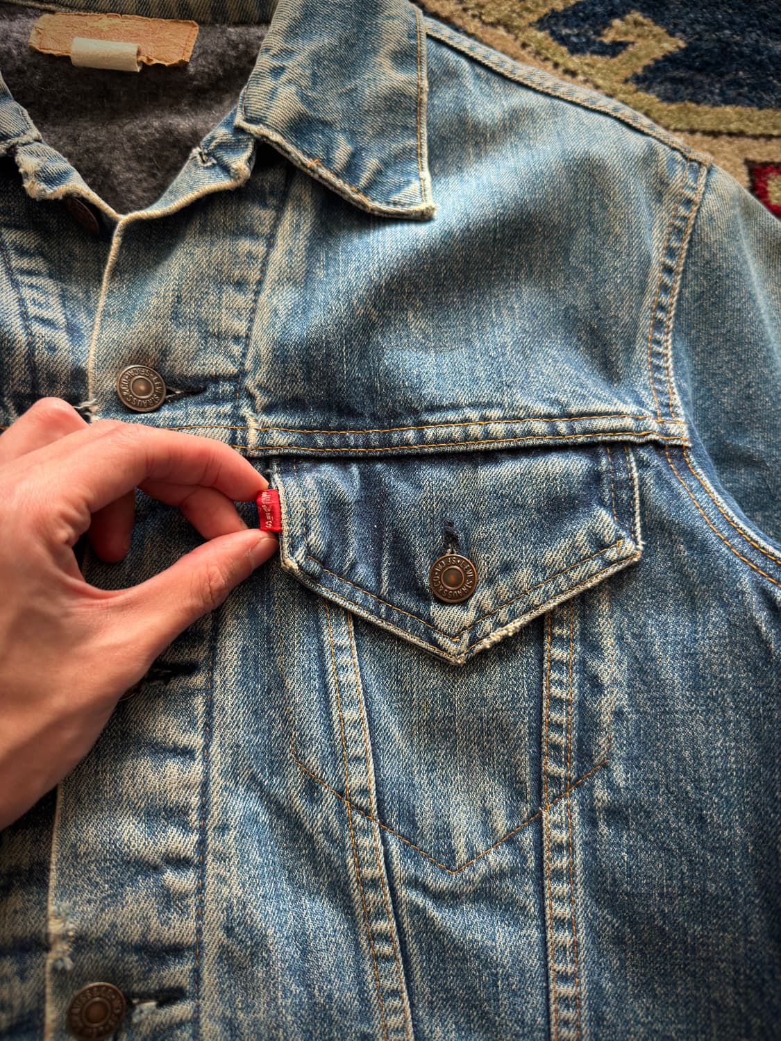 70s USA 리바이스 70505-0317 블랭킷 라이닝 데님자켓 상품이미지5