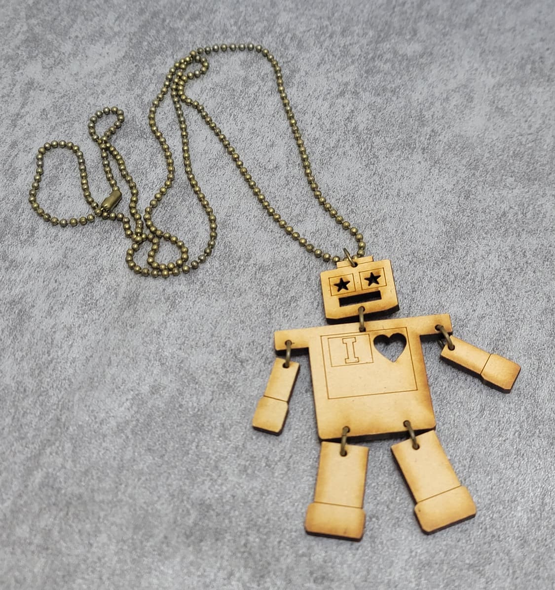vintage wood robot necklace 상품이미지3