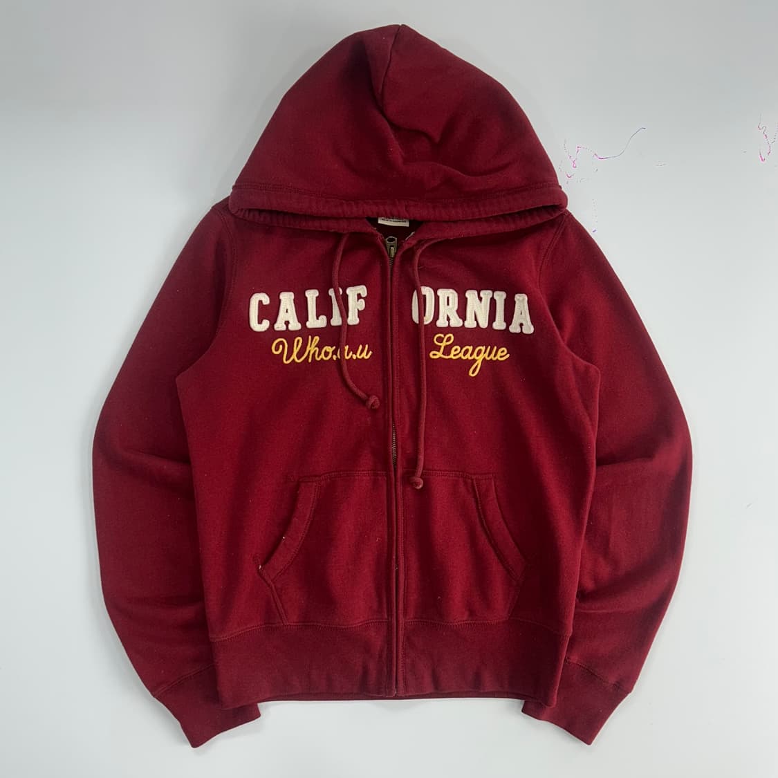 Who A U 후아유 스펠아웃로고 버건디 후드집업 상품이미지3