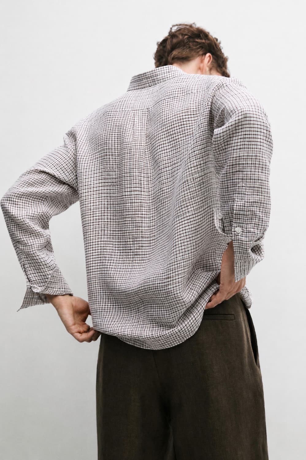 (1회착용) Massimo Dutti  린넨 체크 셔츠 XL 상품이미지2