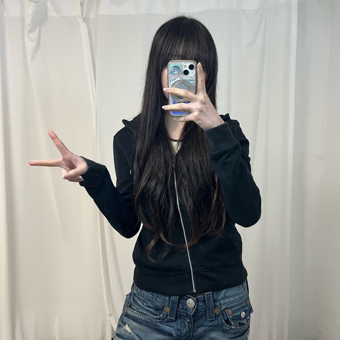 Polo big pony black zip-up hoodie 상품이미지2