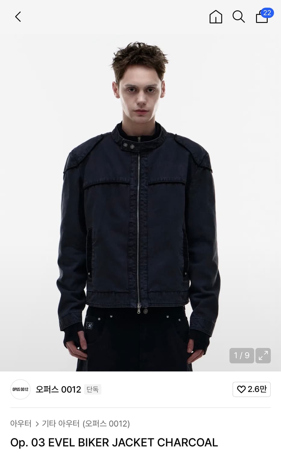 OPUS0012 EVEL BIKER JACKET CHARCOAL  L 상품이미지1