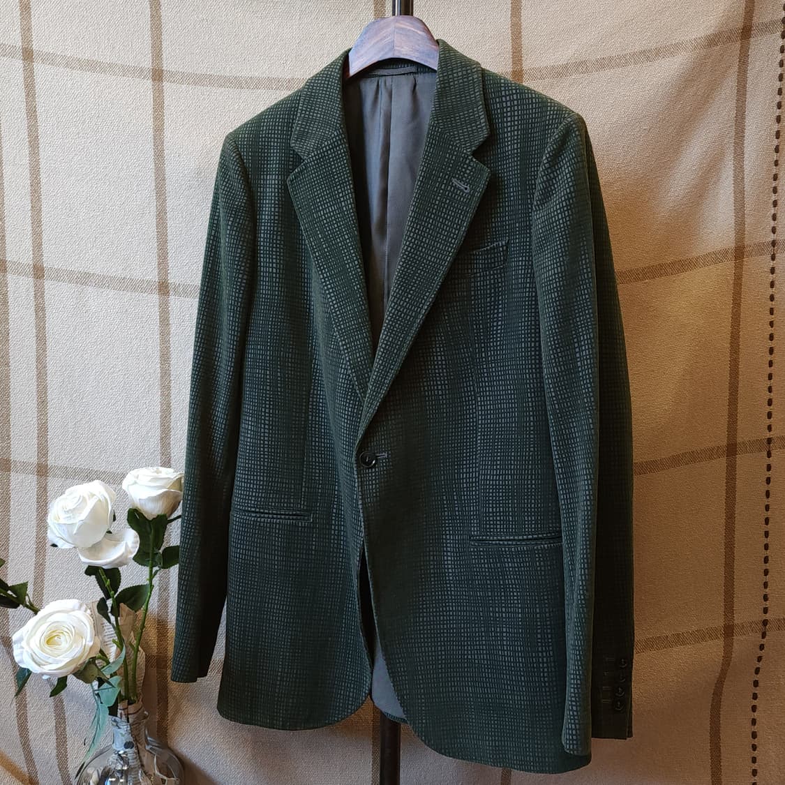 아르마니 블레이져 자켓 웹 디테일 원버튼 싱글 자켓 그린 50 상품이미지1