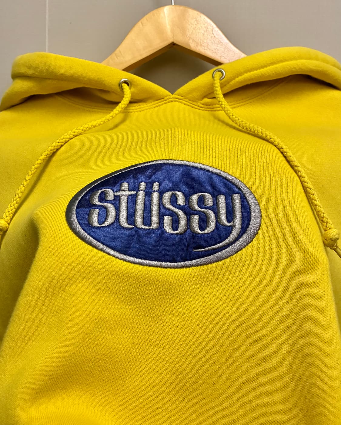 (S/97)Stussy 스투시 오벌 앱 로고 후드티셔츠 옐로우 상품이미지5