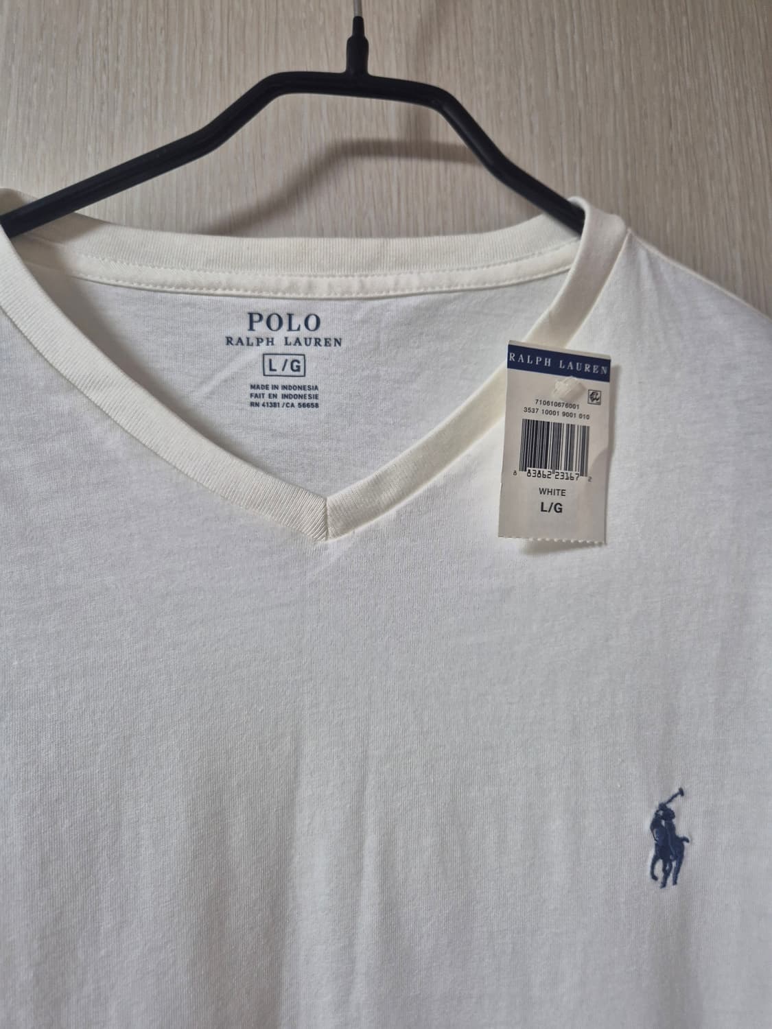 (새제품) 폴로 랄프로렌 V넥 반팔티 화이트 라지 상품이미지3