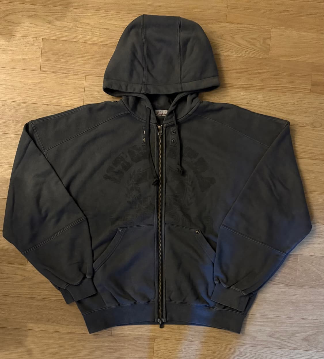 WASHED GRAPHIC HOOD ZIP-UP (NAVY) 상품이미지2