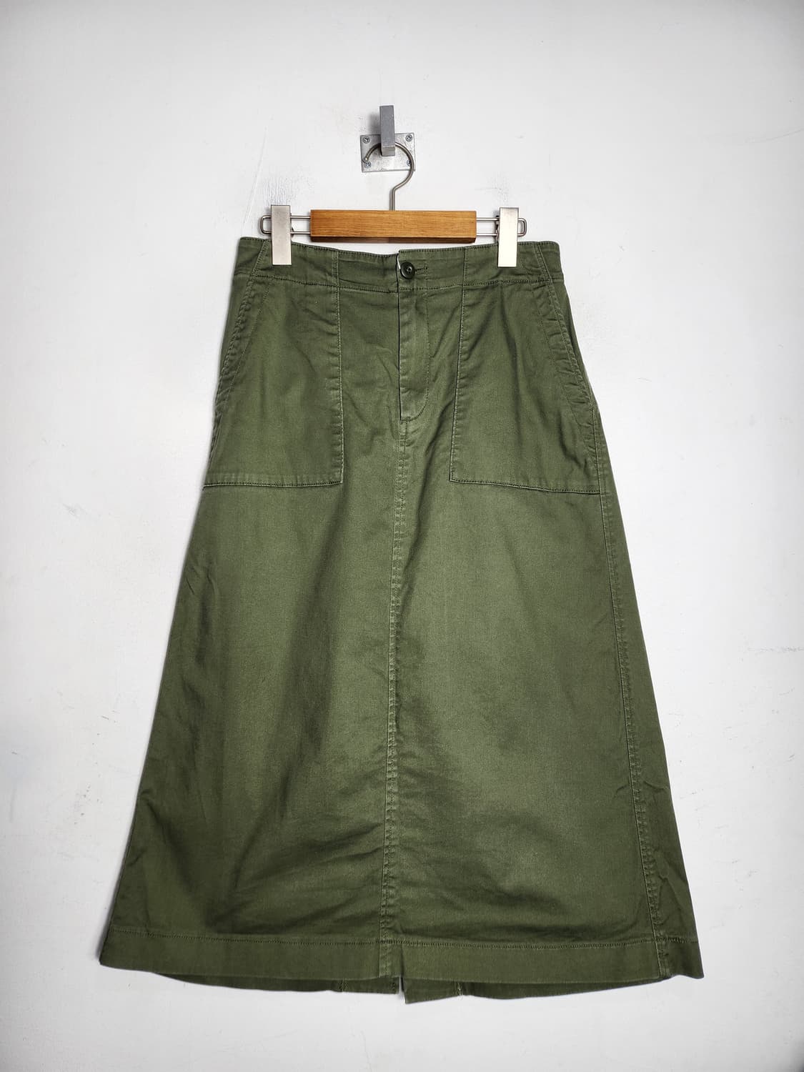 유니클로 카키색 코튼 스커트 상품이미지1