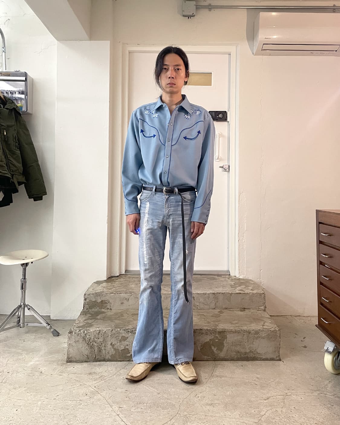 70년대 H bar C 플로랄 자수 웨스턴 셔츠 17 상품이미지8