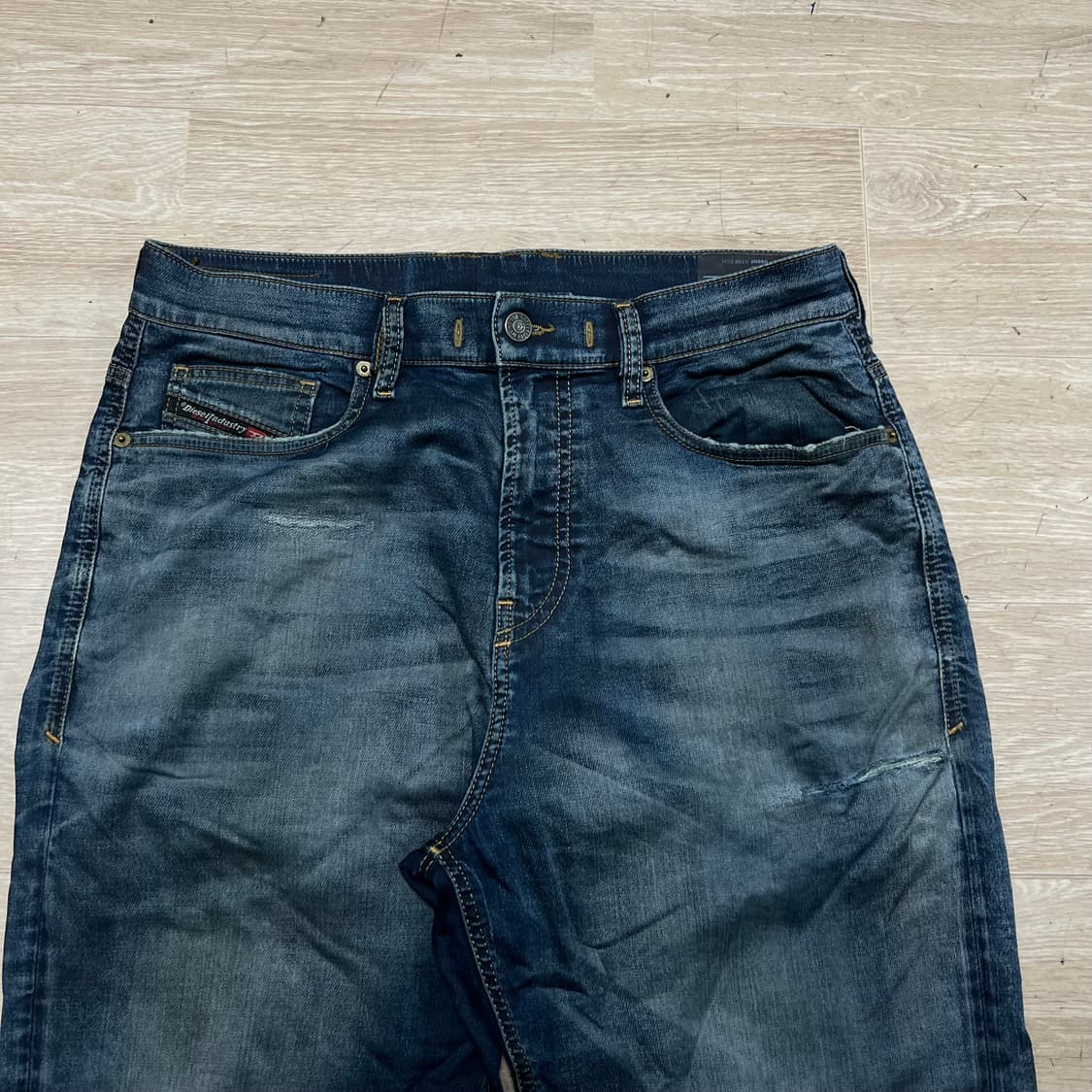 디젤 스트레이트 워싱 데미지드 데님진 찢청바지 [진청] 32 상품이미지2