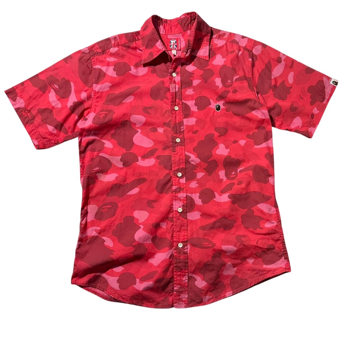 베이프 사루 로고 패치 카모 반팔 셔츠 상품이미지1