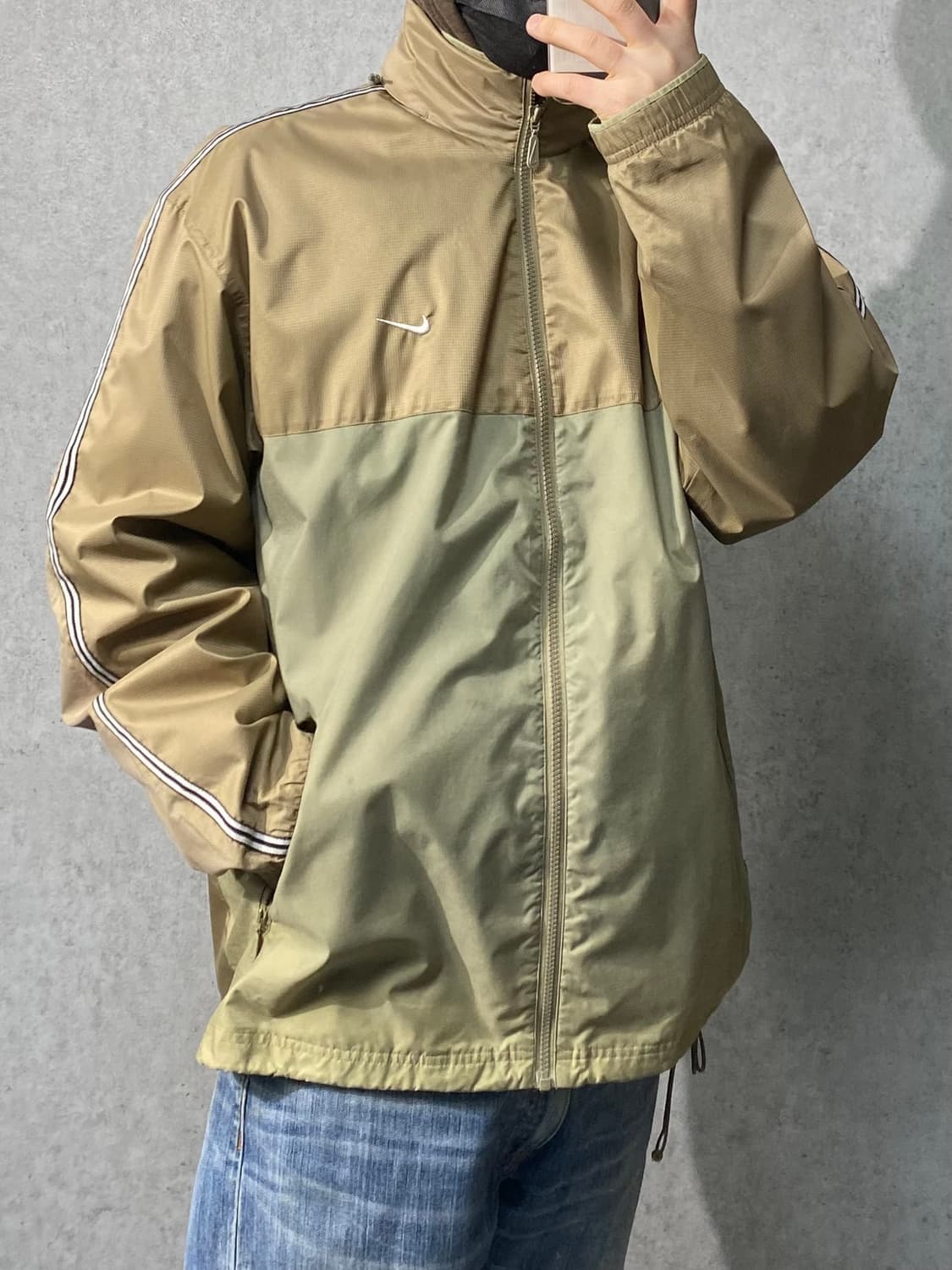 나이키 스우시 빈티지 바람막이/00's 브라운카키 상품이미지1