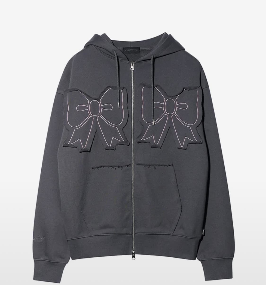 유희 리본 후드집업 차콜 상품이미지2