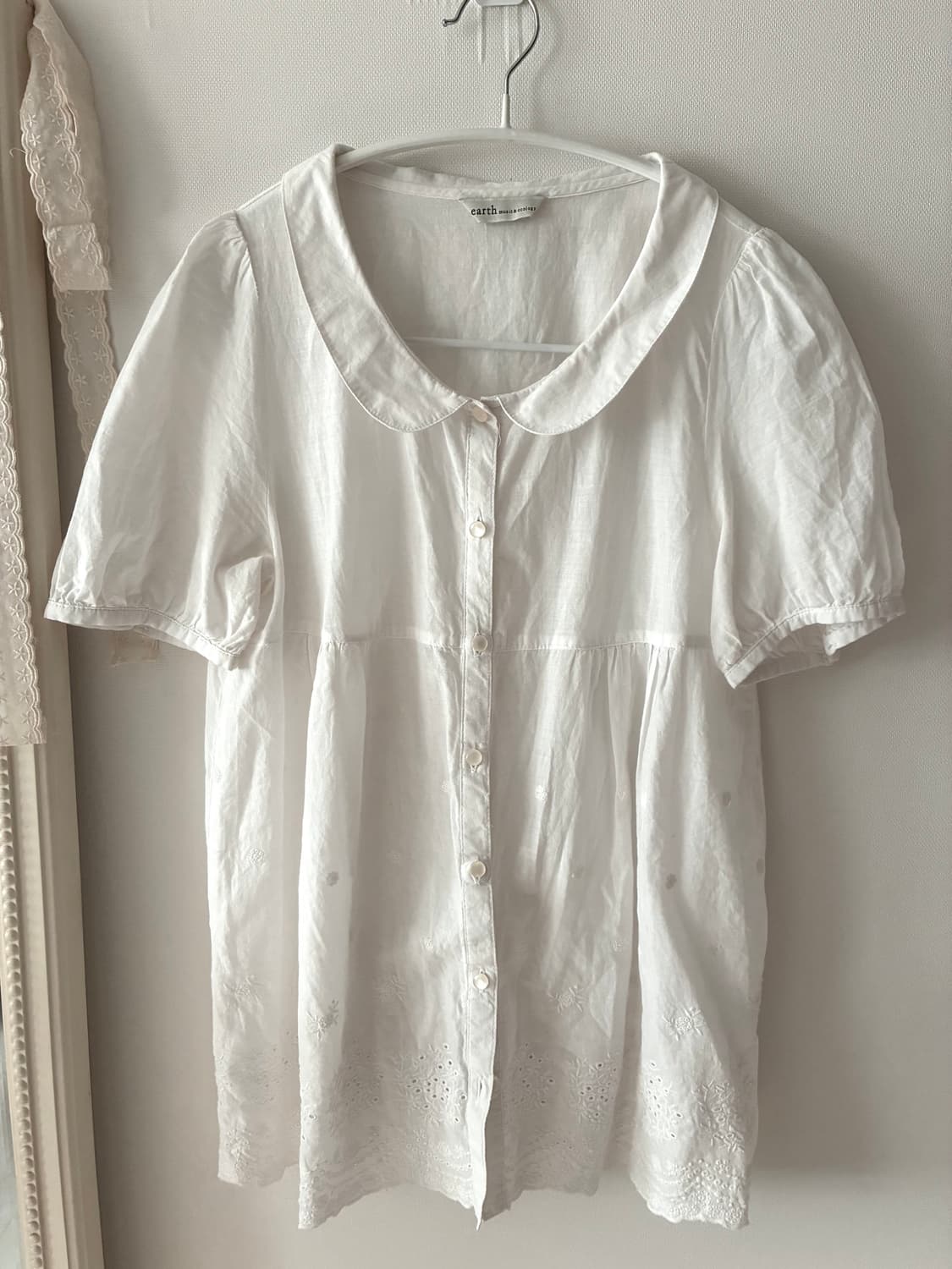 어스뮤직 둥근 카라 블라우스 홍콩 블라우스 일본 빈티지 상품이미지1