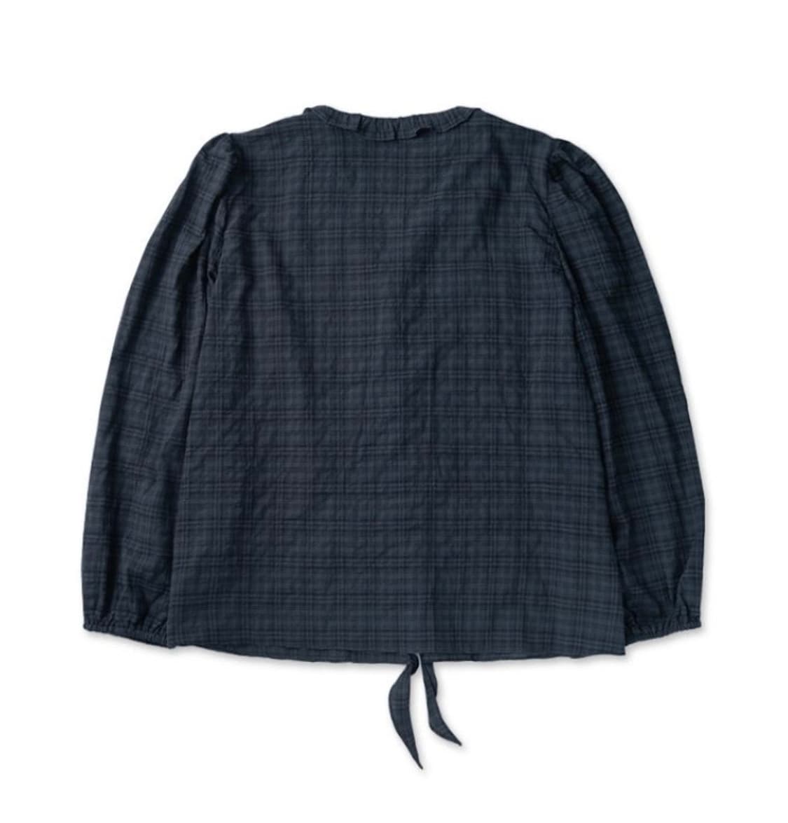 위드아웃썸머 Ruffle shirring blouse_check 상품이미지3