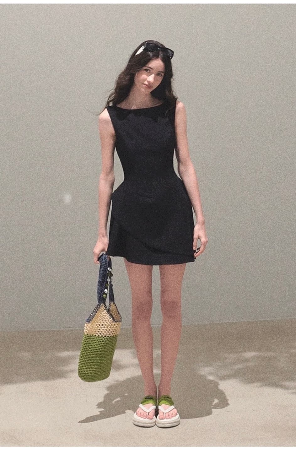 Oakmoo 셔츠카라 민소매 미니원피스 S 상품이미지3