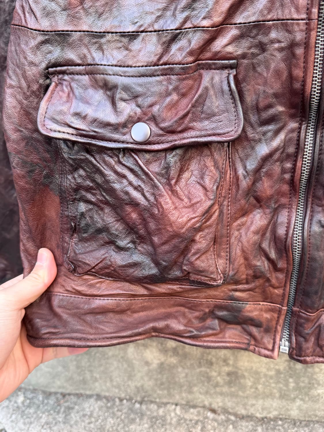 Leather 멀티포켓 디테일 라이더 가죽자켓 상품이미지7