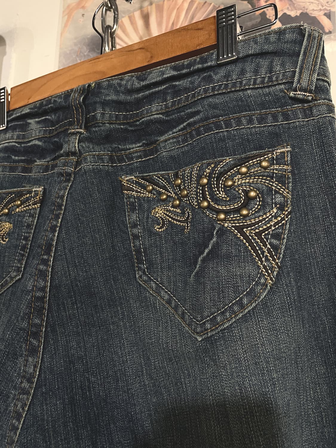 자수 스터드 포켓 데님 부츠컷 팬츠 상품이미지7