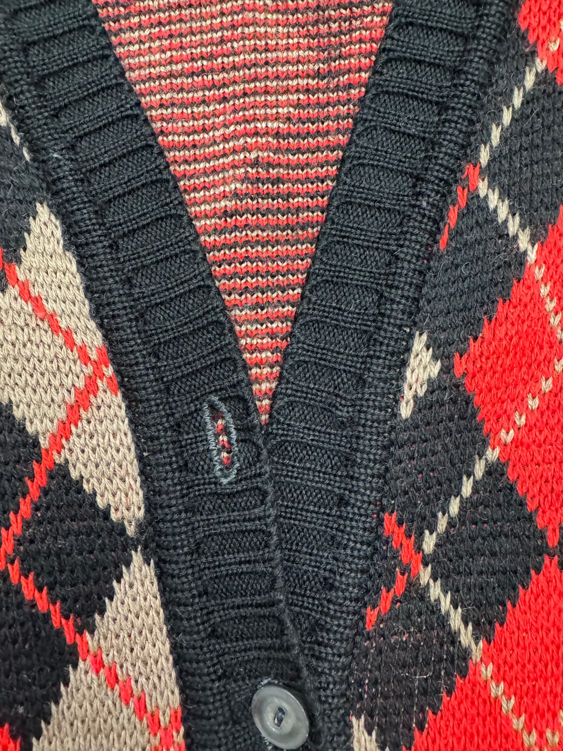 OS)Lion Racket 빈티지 아가일 패턴 니트 가디건(단추) 상품이미지3