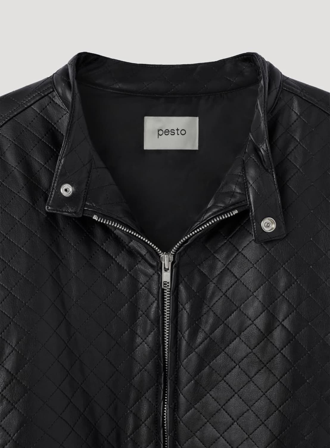 [PESTO] diamond quilting lether jumper 상품이미지2