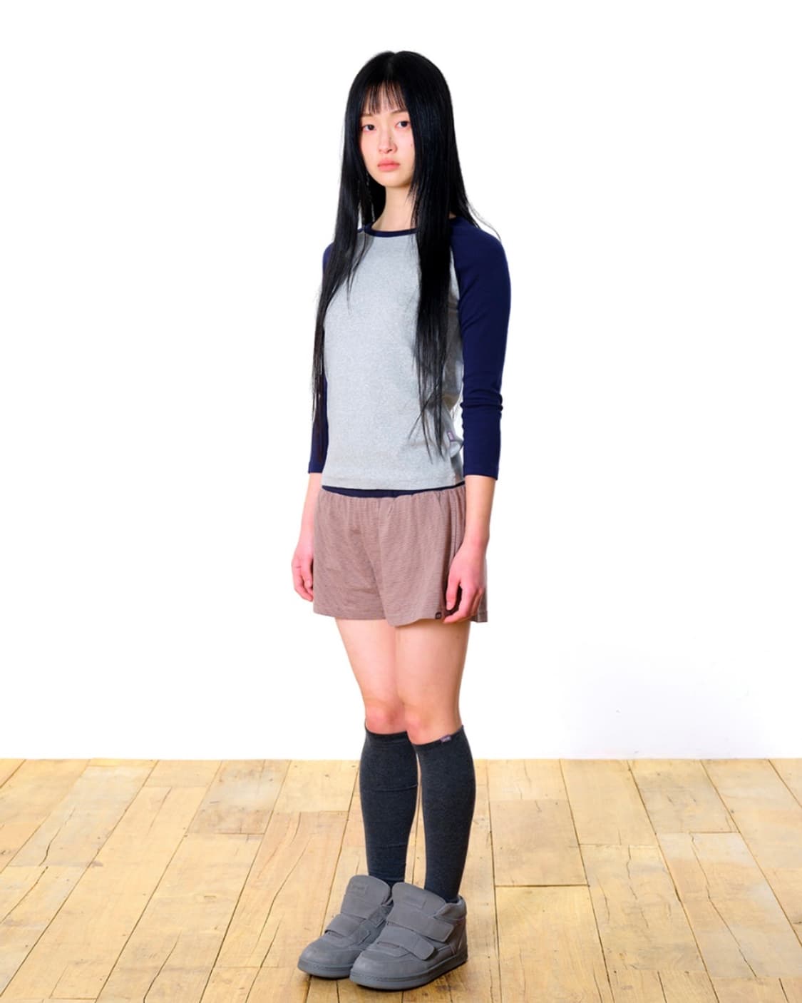 코이세이오038 컬러 믹스 레글런 카프리 롱슬리브 상품이미지2