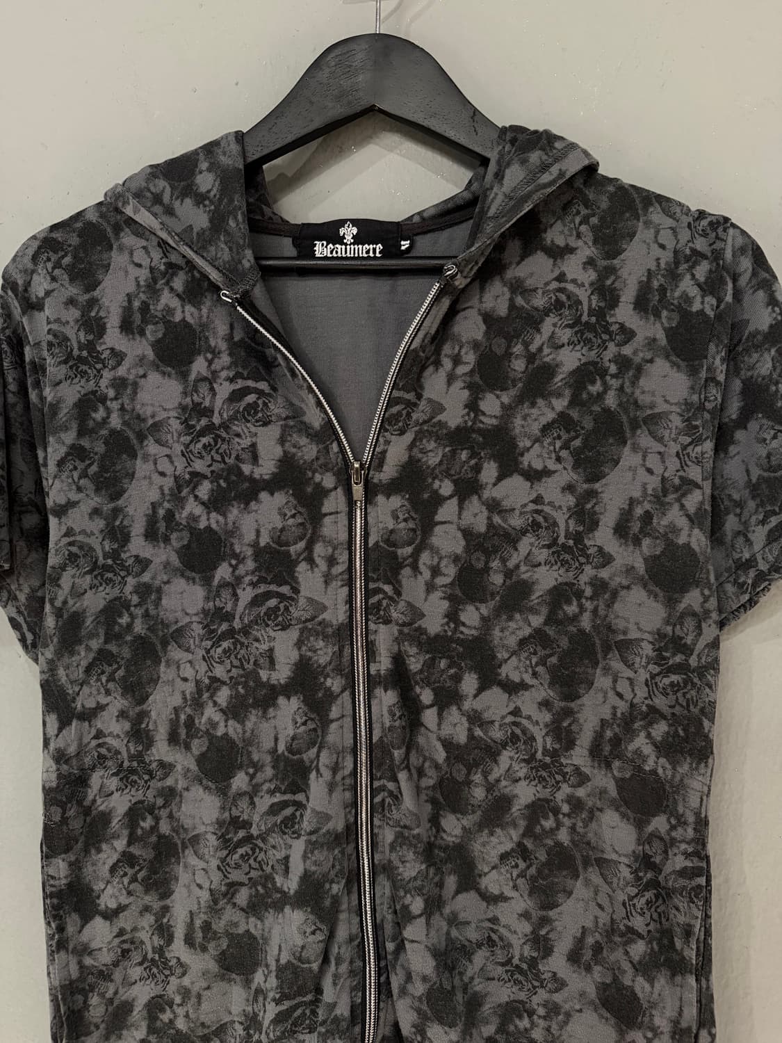 skull & rose printing hood zip-up 상품이미지6