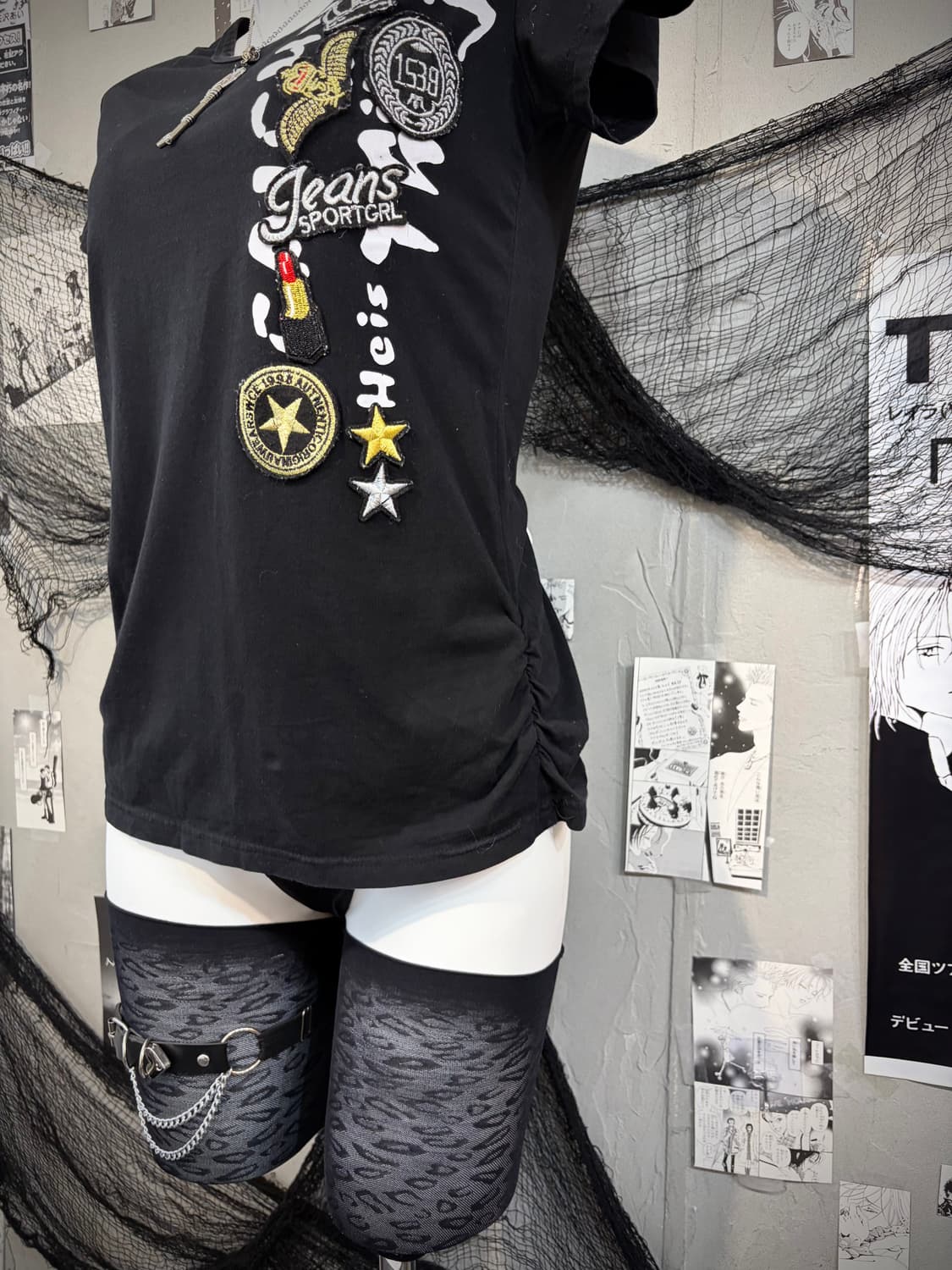 Y2K patch back web mesh short sleeve 상품이미지5