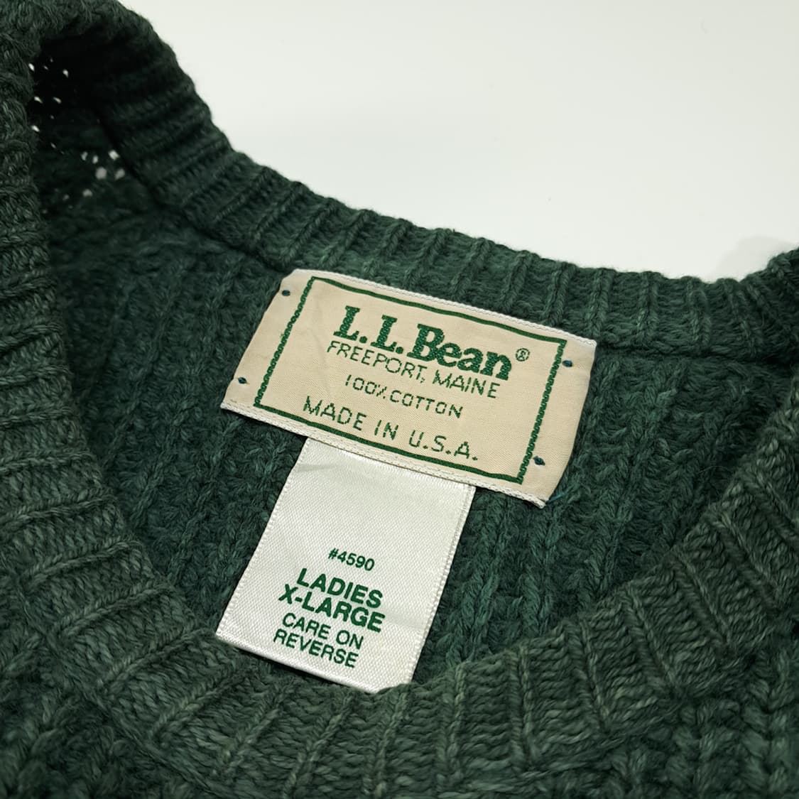 CL311 XL 엘엘빈 90s 미국판 코튼 쉐이커 니트 스웨터 상품이미지3