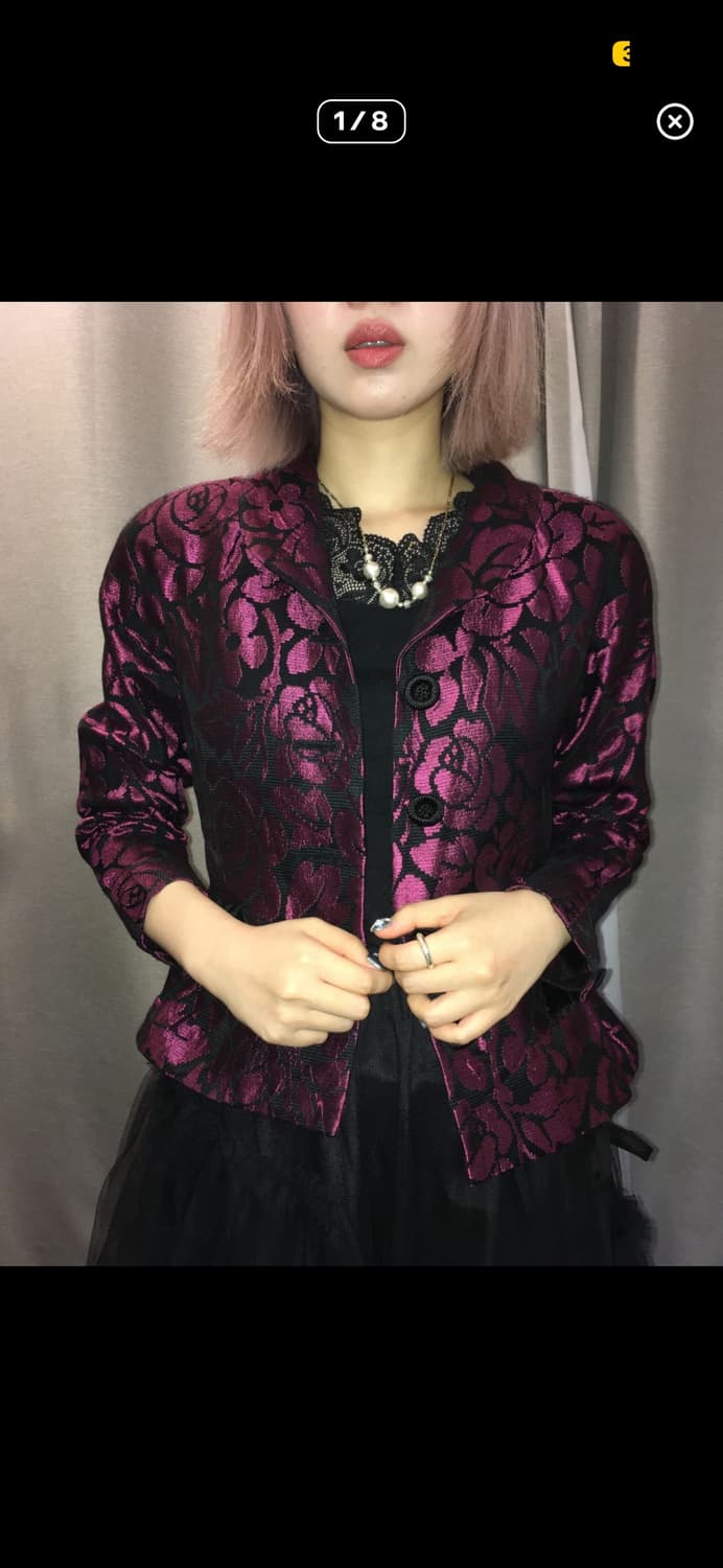 일본 빈티지 하라주쿠 갸루펑크 로즈 리본 자켓 상품이미지2