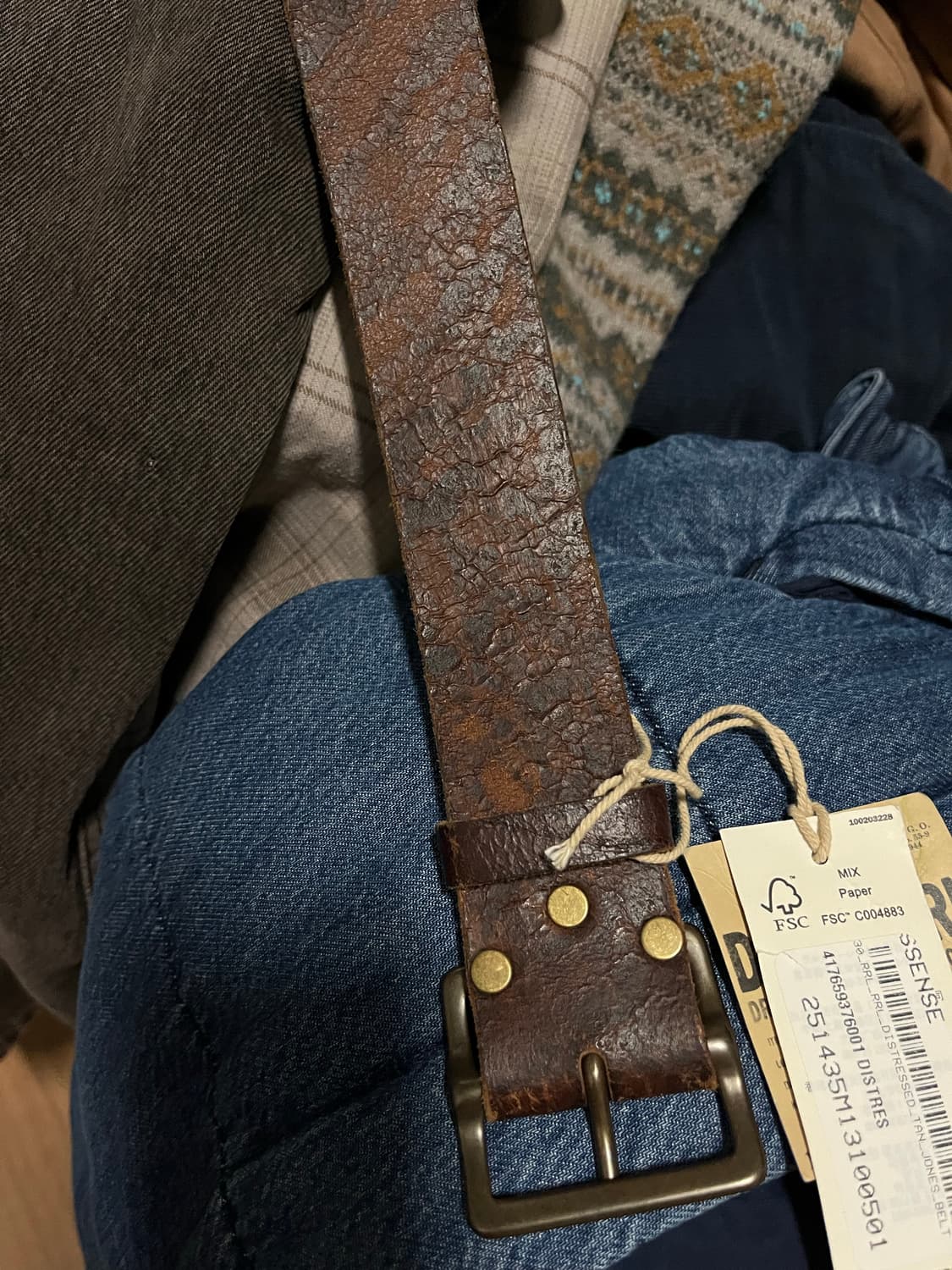 RRL 더블알엘 디스트레스트 레더 가죽 벨트 30사이즈 팝니다 상품이미지3