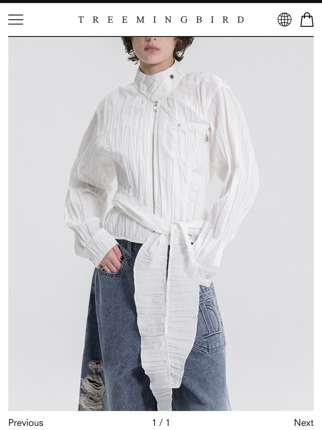 트리밍버드 Crinkle Back Tie Set-up Shirt 상품이미지1