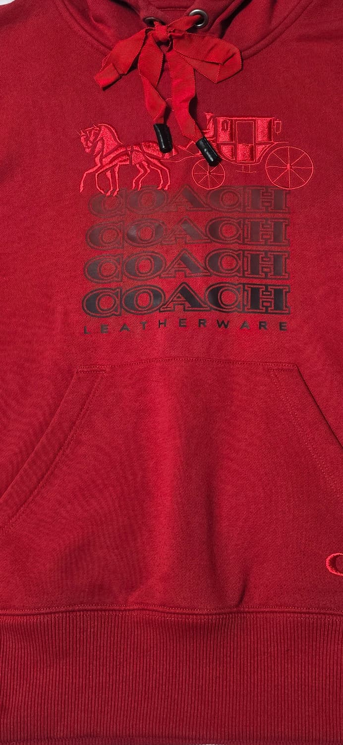 코치 레드 로고 후드티 S 상품이미지5