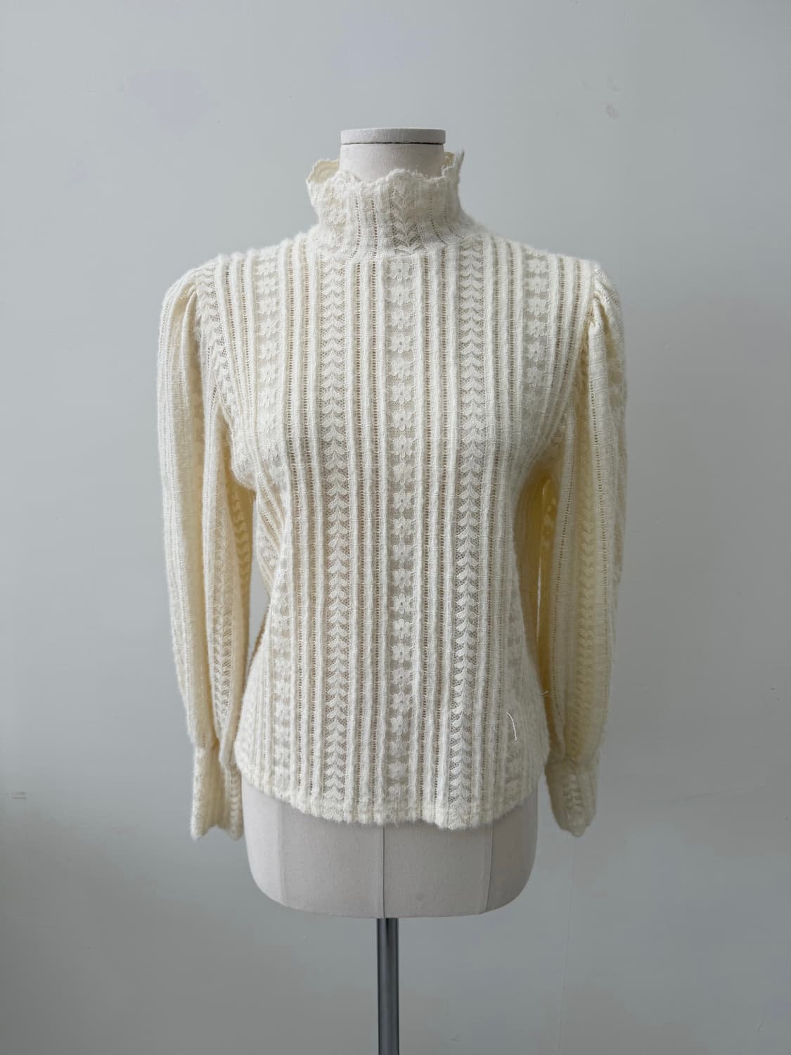 Lace Frill Highneck Blouse Top 상품이미지1