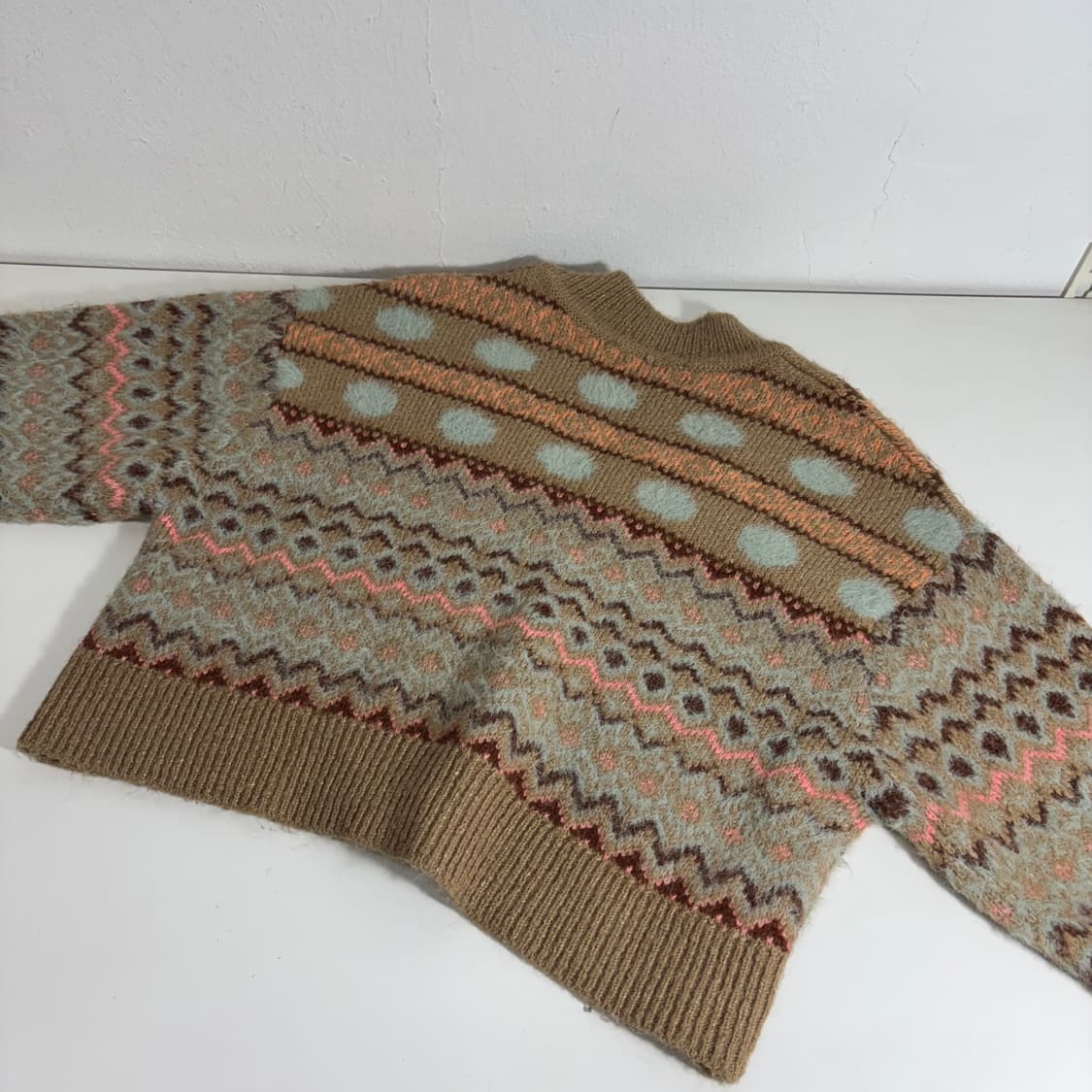 우먼S-M 자라우먼 베이지 크롭 브이넥니트 상품이미지3