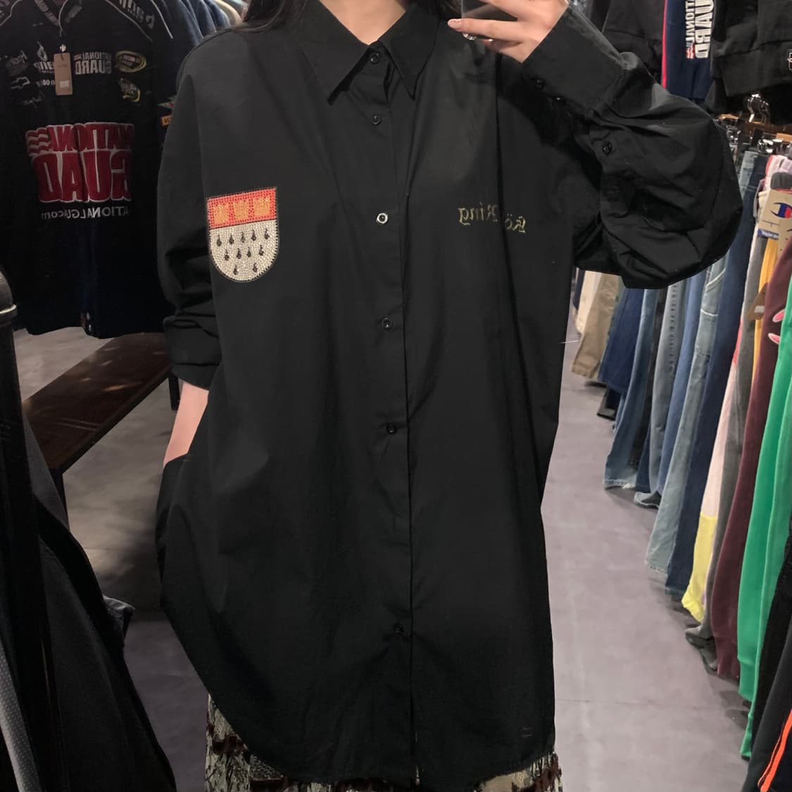 [IM] 디테스 스컬 로즈 핫픽스 셔츠 블랙 상품이미지3