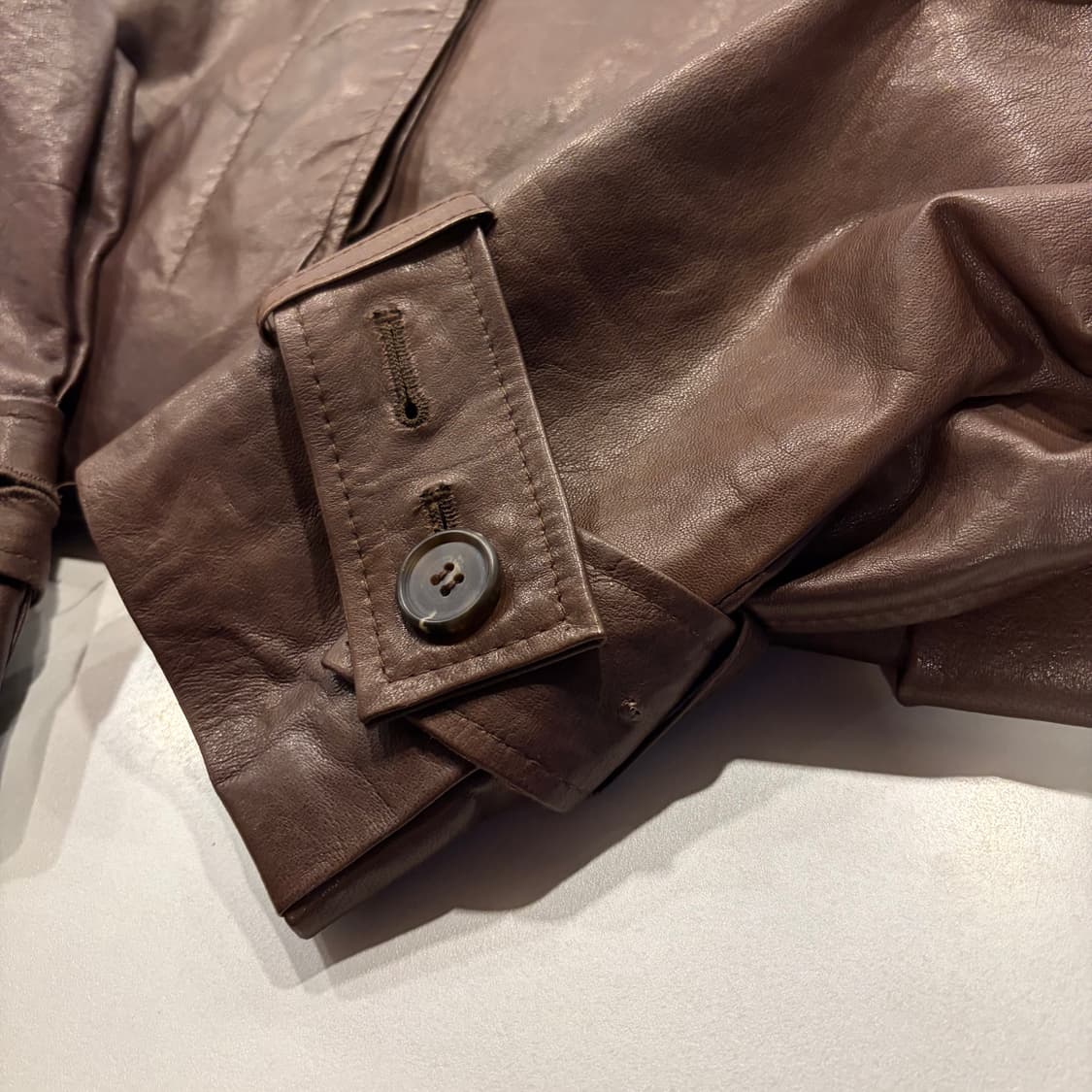 [M] 베라왕 양가죽 브라운 레더 롱 트렌치 코트 D654 상품이미지8