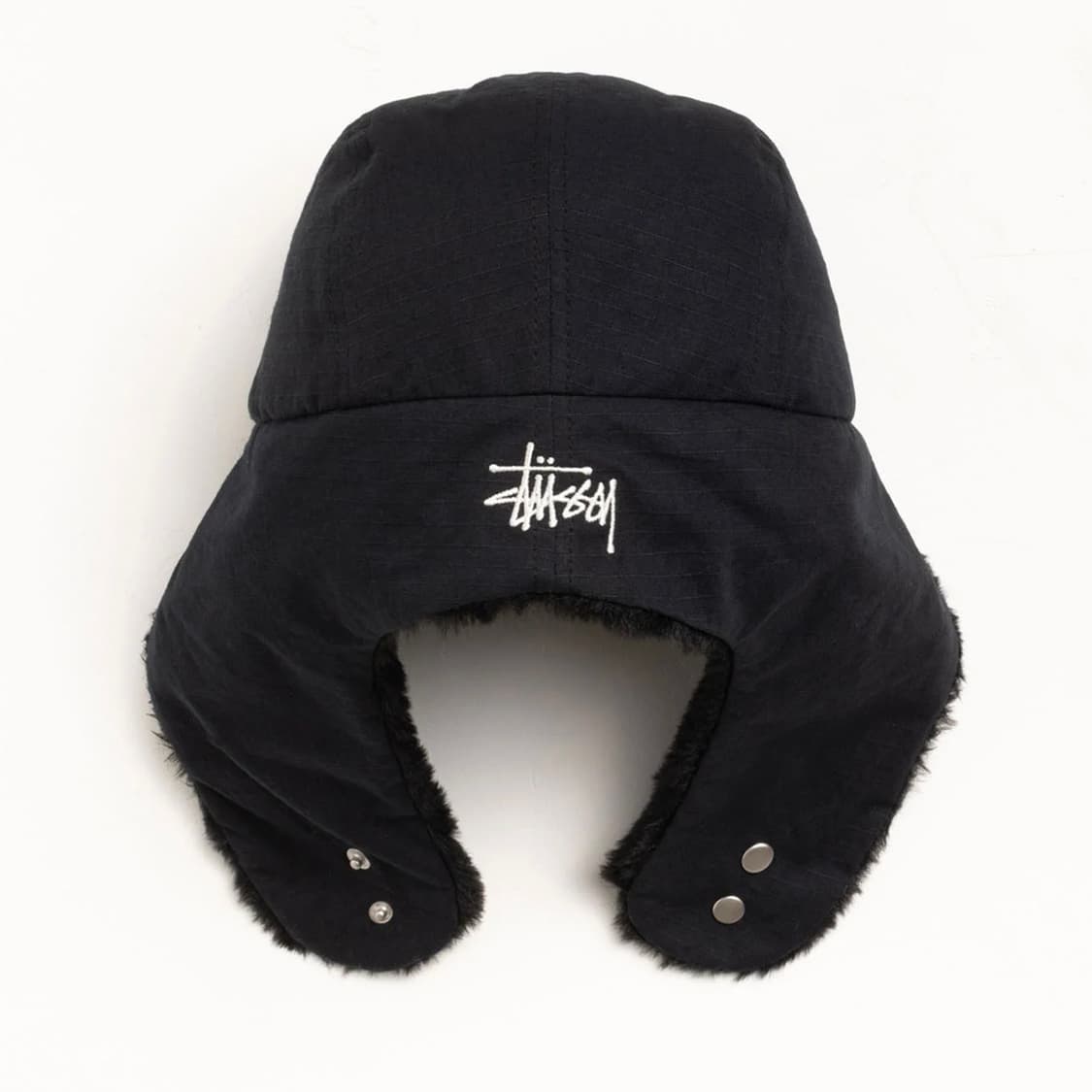 [L/XL] 스투시 립스탑 트래퍼 캡 블랙 상품이미지1