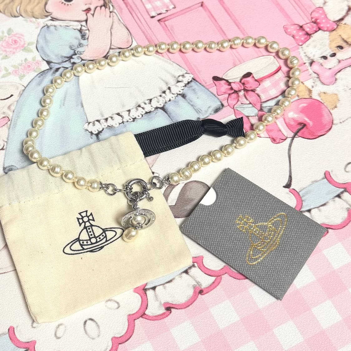 비비안웨스트우드 진주 드롭 초커 목걸이 상품이미지1