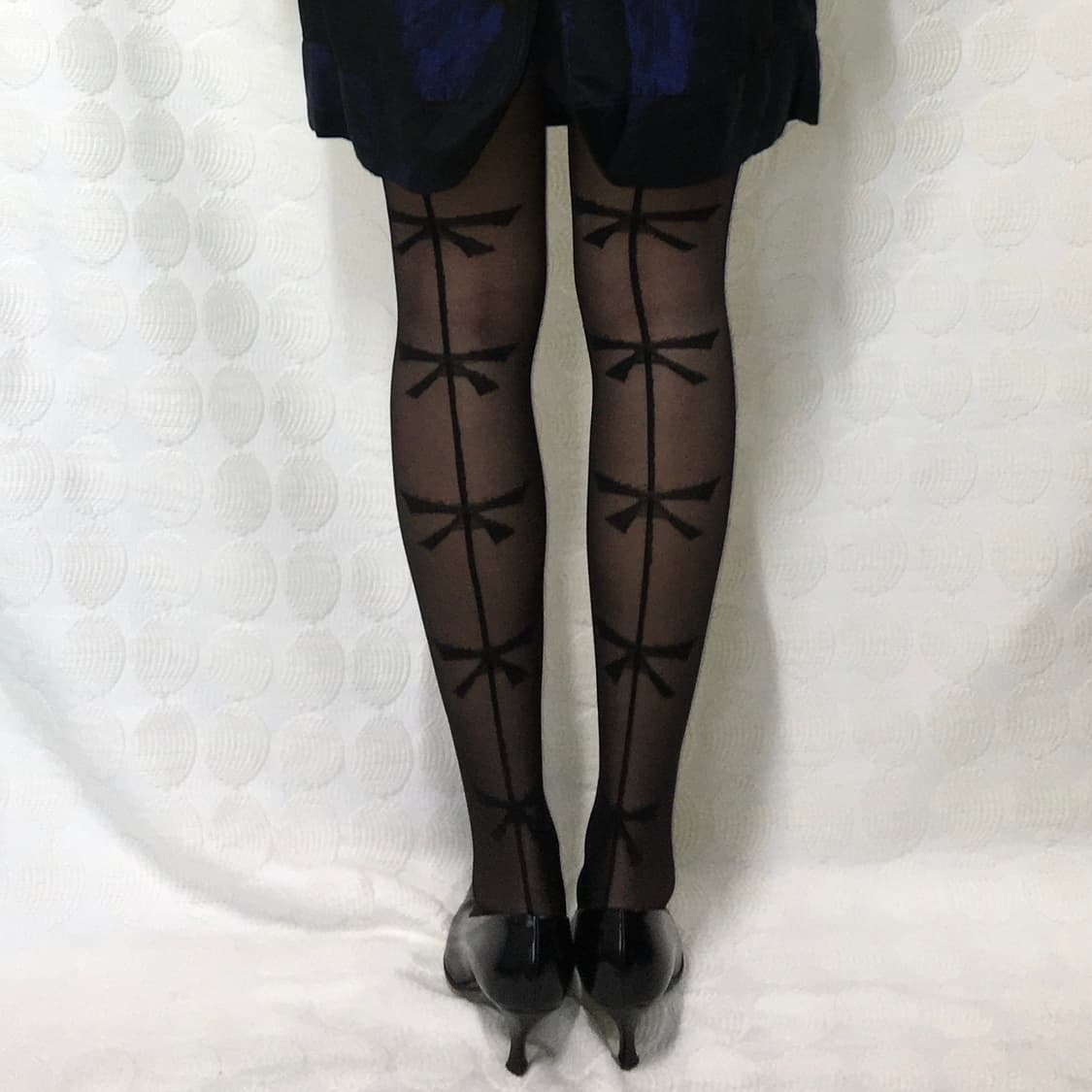 새상품 블랙 시스루 리본 스타킹 상품이미지1