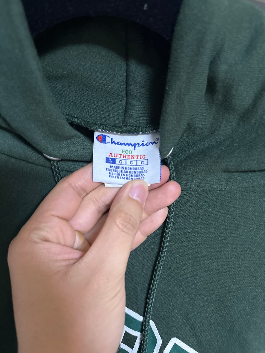[L] 챔피온 후드 티셔츠 그린 상품이미지4