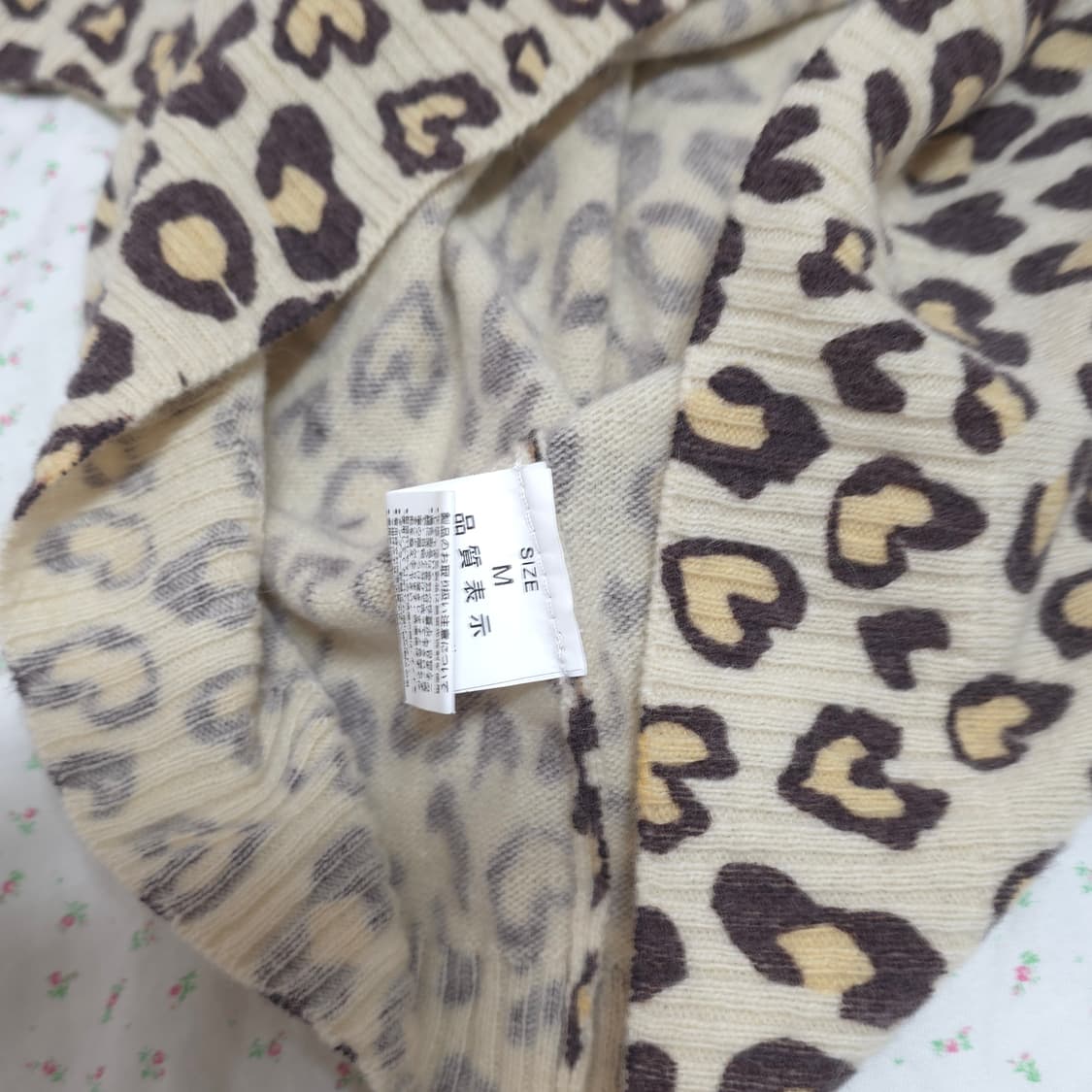 빈티지 리본 호피 반팔 로걀 니트 리즈리사깔 히메갸루 오네갸루 상품이미지4