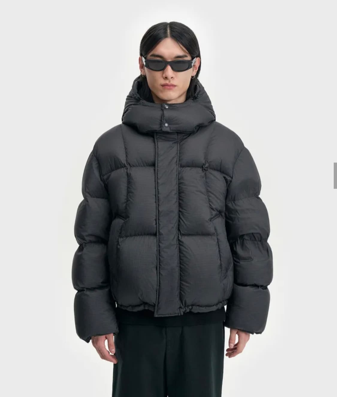 25FW 벨리에 크로스라인 후디스 구스다운 립스탑블랙 상품이미지1